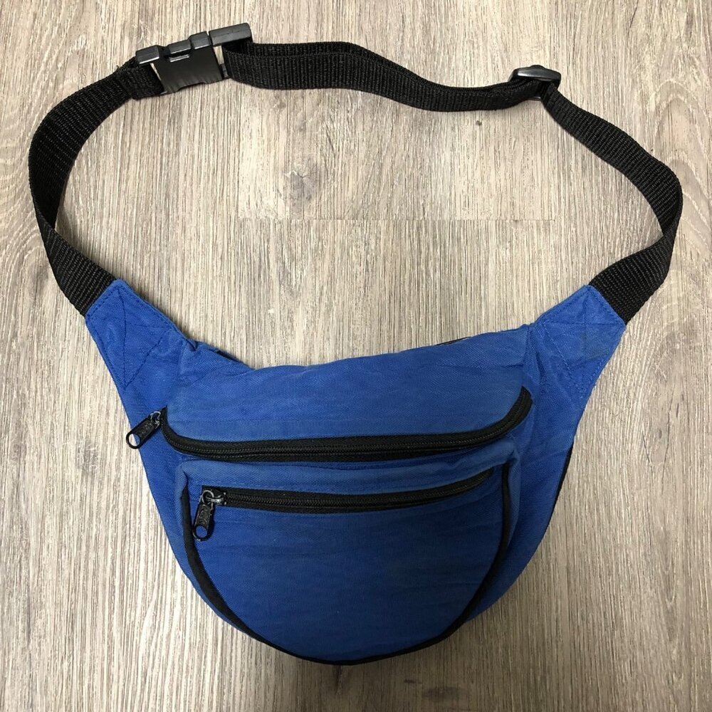 Vintage Blue Fanny Pack Adjustable Belt Bag 1990s 90s Grunge Festival Concert
